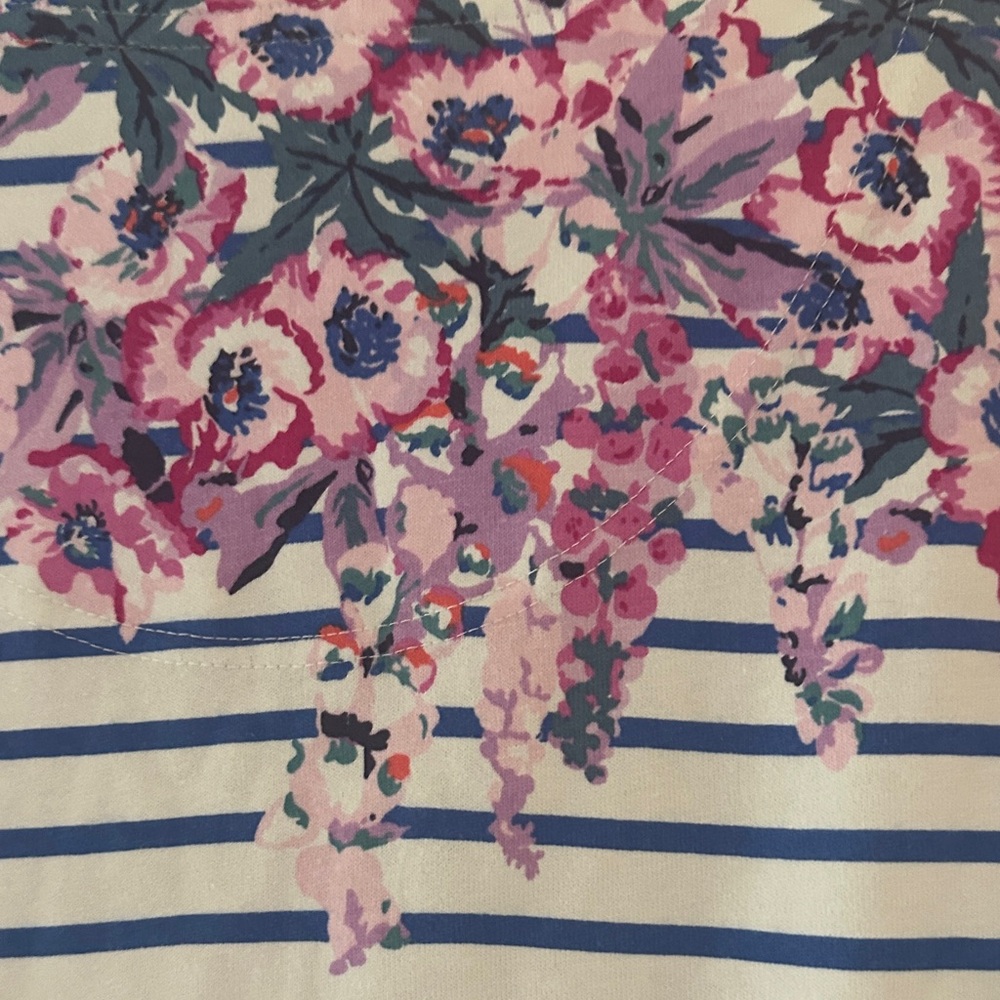 Joules Blue and Pink Floral Striped Mini Dress - Picture 6 of 6